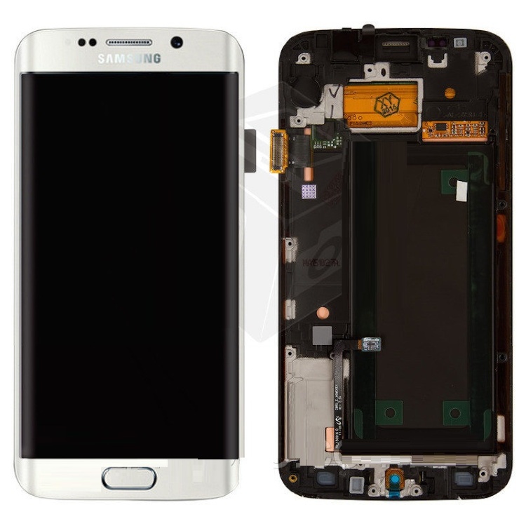 Дисплей для Samsung G925F Galaxy S6 Edge с сенсором и рамкой Белый оригинал GH97-17162B - 547897